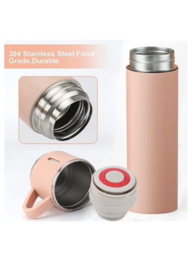 Vacuum Flask كوب ترمس أصلي سعة 500 مل مع 3 أكواب- وردي - Image 3